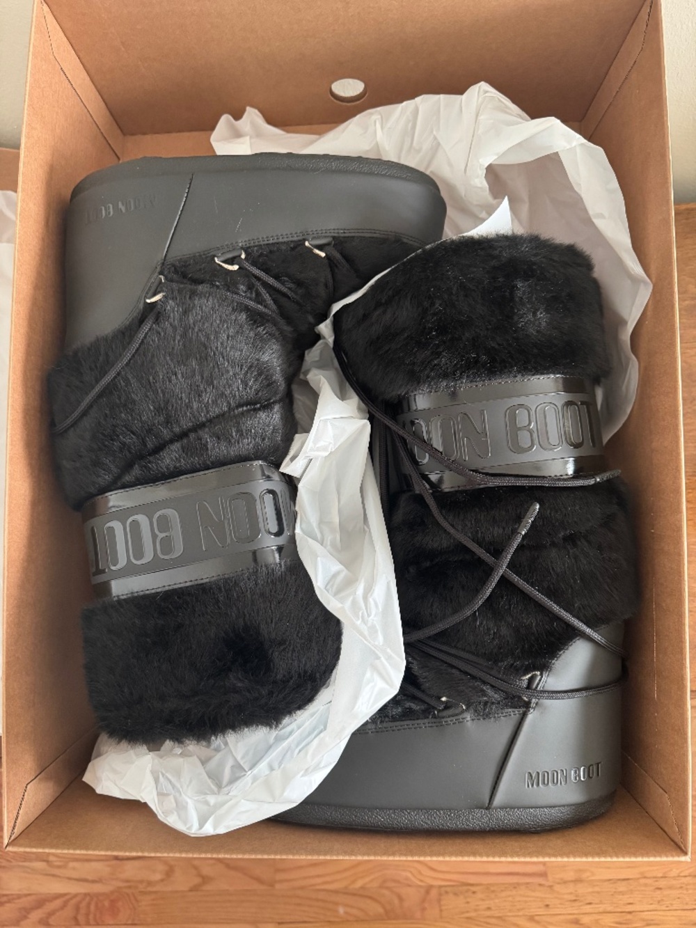 Moon Boot Icon Faux Fur Black